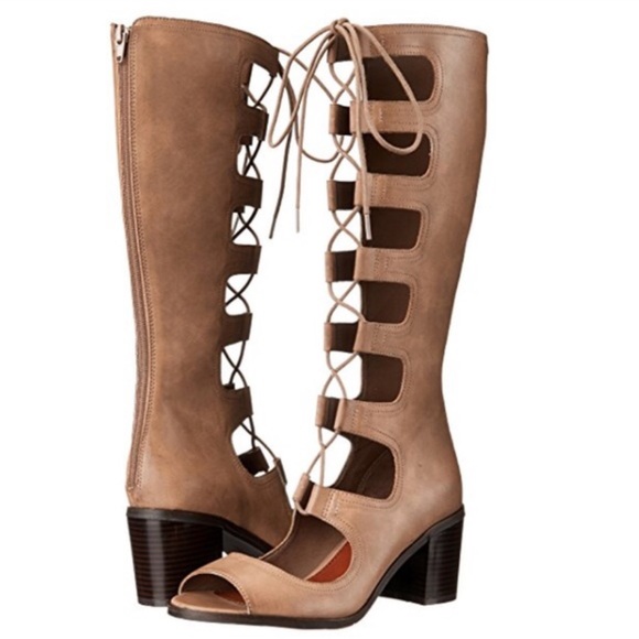 Taupe Boho Lace Up Gladiator Sandals - Picture 3 of 4
