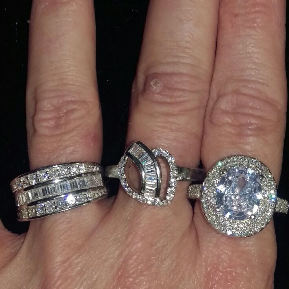 White Topaz on Sterling Silver Rings