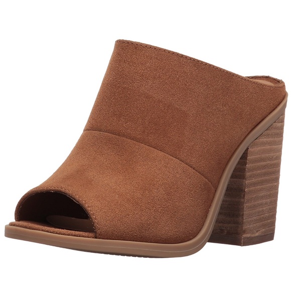 Stack Heeled Peep Toe Mules - Picture 2 of 4