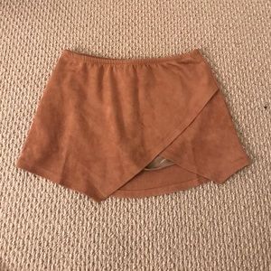 brown suede mini envelope skirt