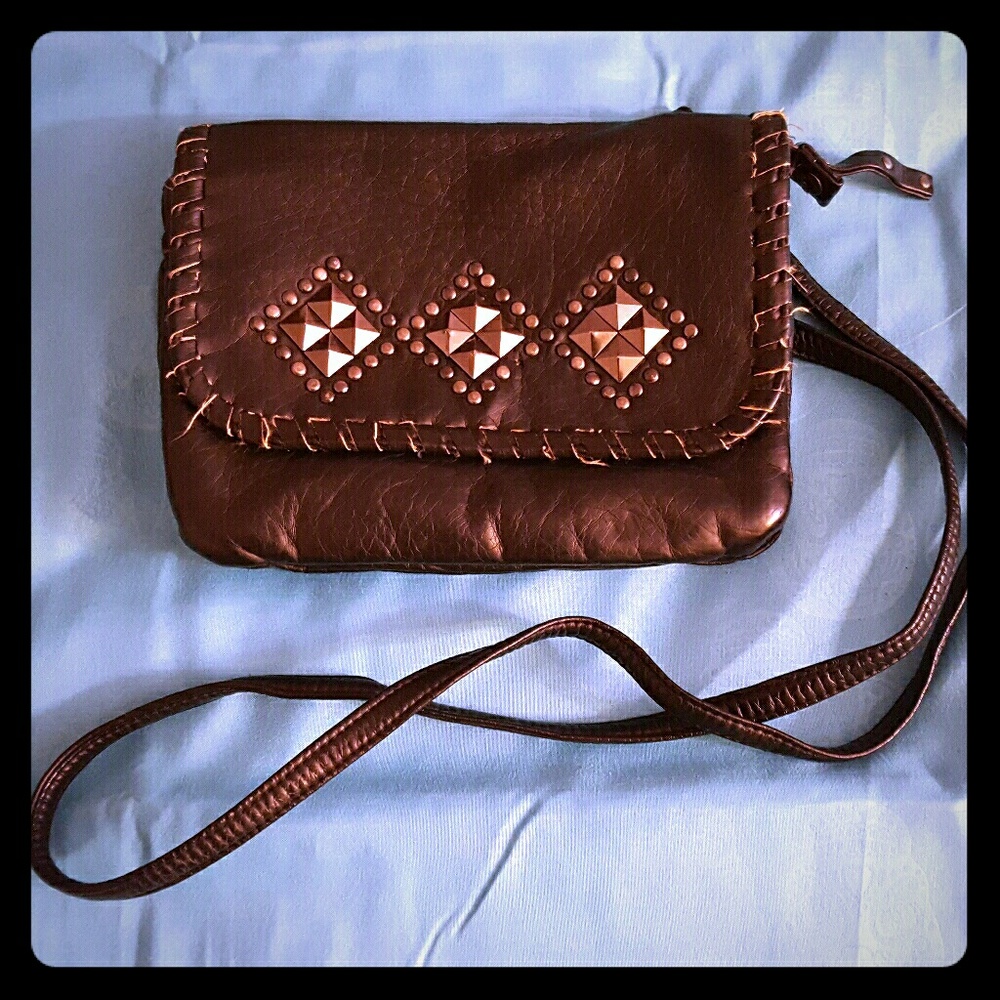 Black Distressed Studded Crossbody