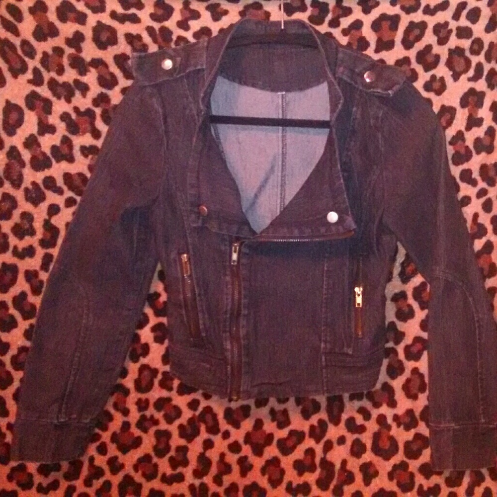 MOTO Dark navy blue denim jean jacket with lapels