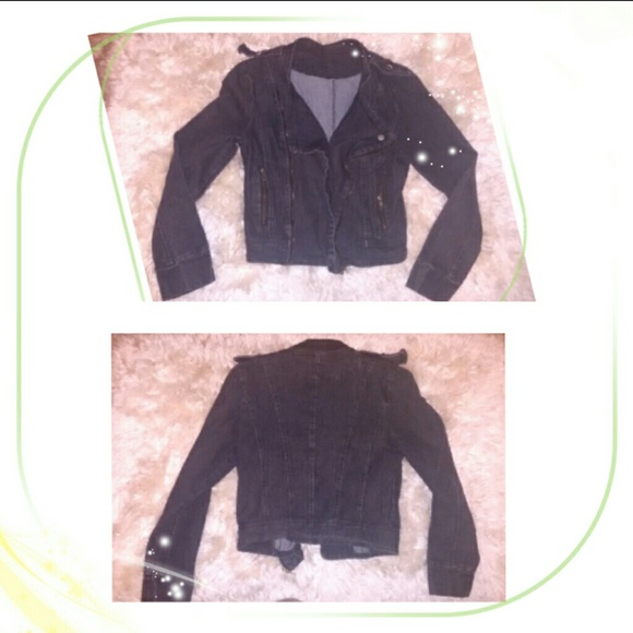 MOTO Dark navy blue denim jean jacket with lapels - Picture 2 of 5