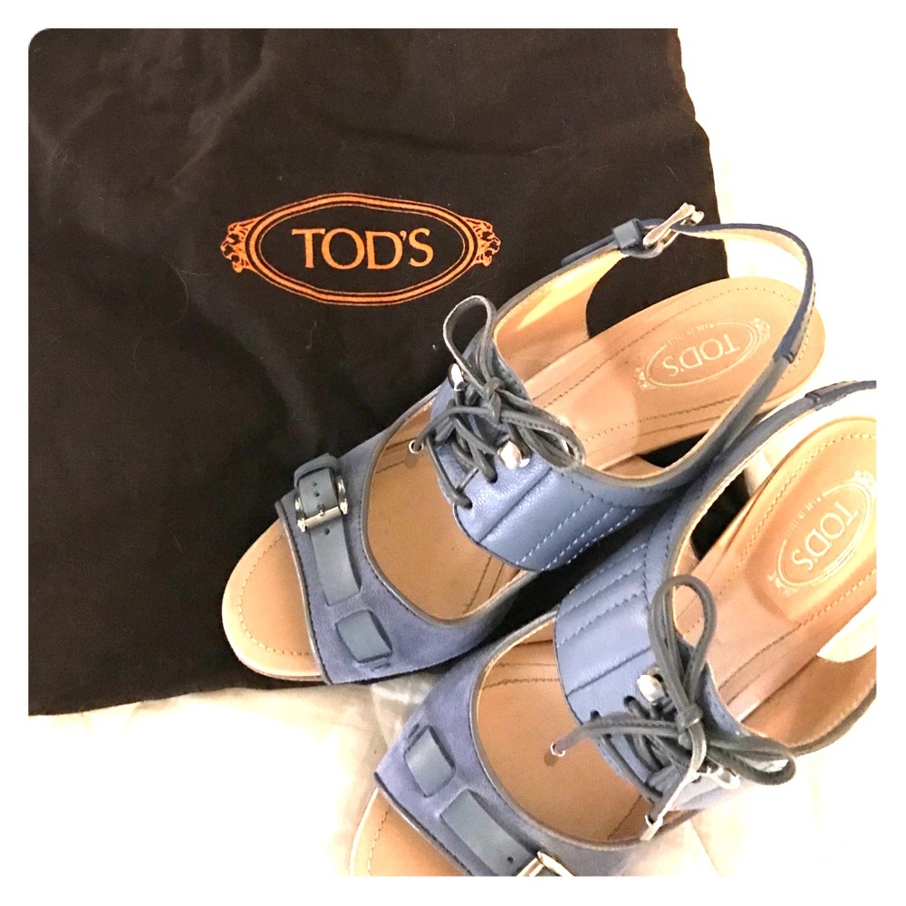 Tod's Blue open Toe heels