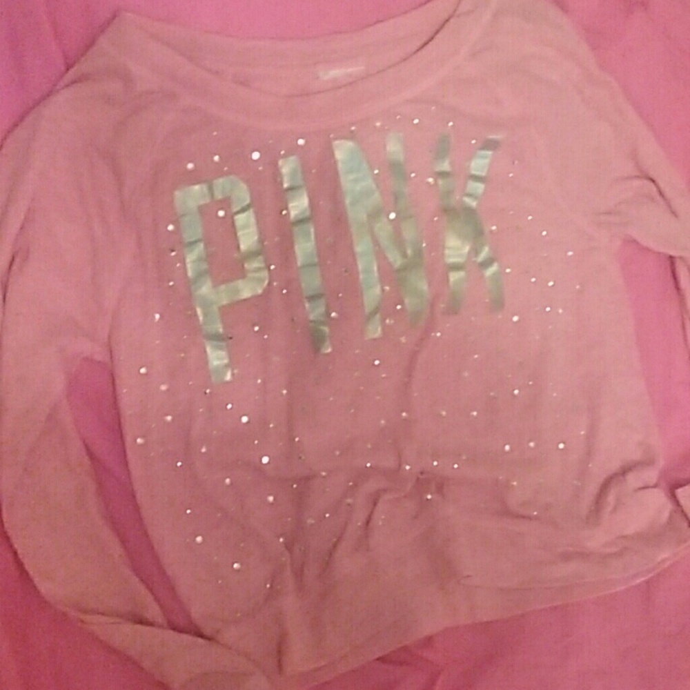 Vicrtorias Secret Long Sleeve Pink Crop Top
