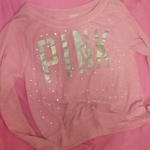 Vicrtorias Secret Long Sleeve Pink Crop Top - Picture 1 of 1