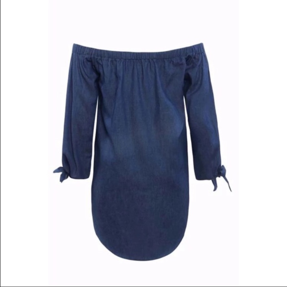 Dark blue open shoulder shirts - Picture 3 of 4