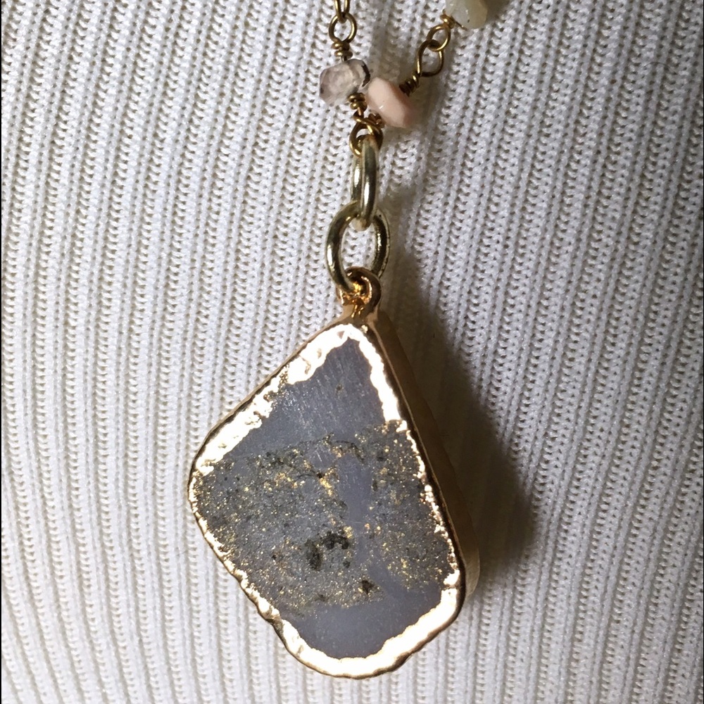Gold dipped druzy necklace