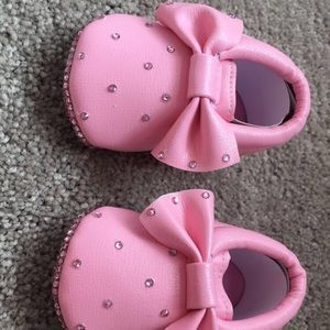 Custom Pink Bling Baby Moccasins 0-6 Months