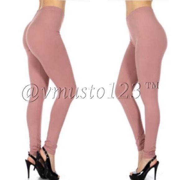 MEGA SOFT KNIT TRENDY MAUVE LEGGINGS - Picture 5 of 5