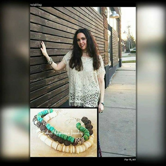 Turquoise, Lava, Shell and 925 Silver Bangle - Picture 3 of 4