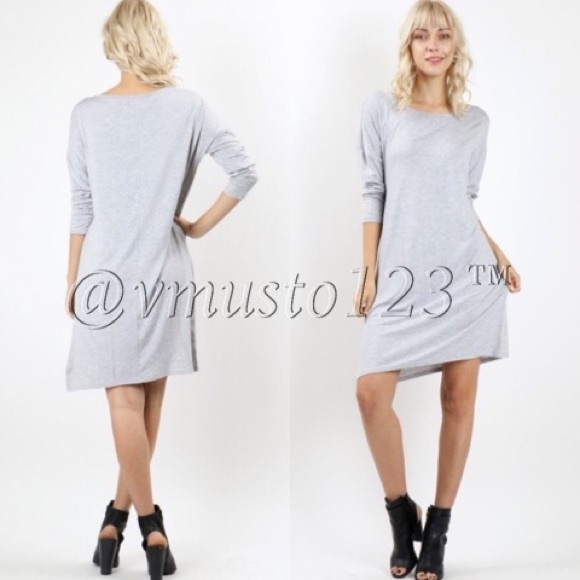 ‼️LAST ONE- GREY LONG-SLEEVE CASUAL DRESS - Picture 3 of 3