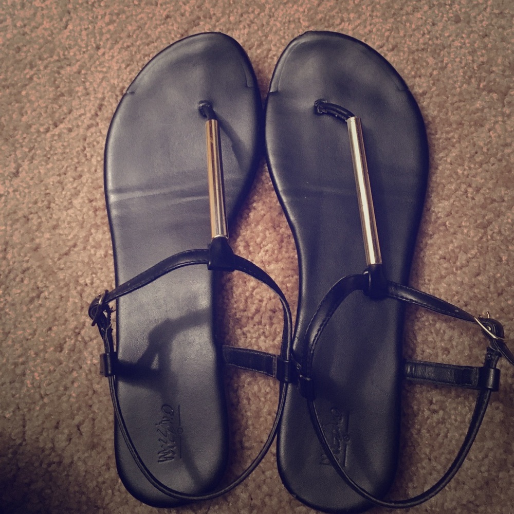 Black Sandles with gold strap