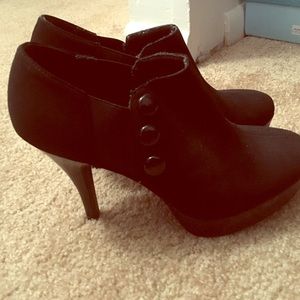 Black button ankle boots