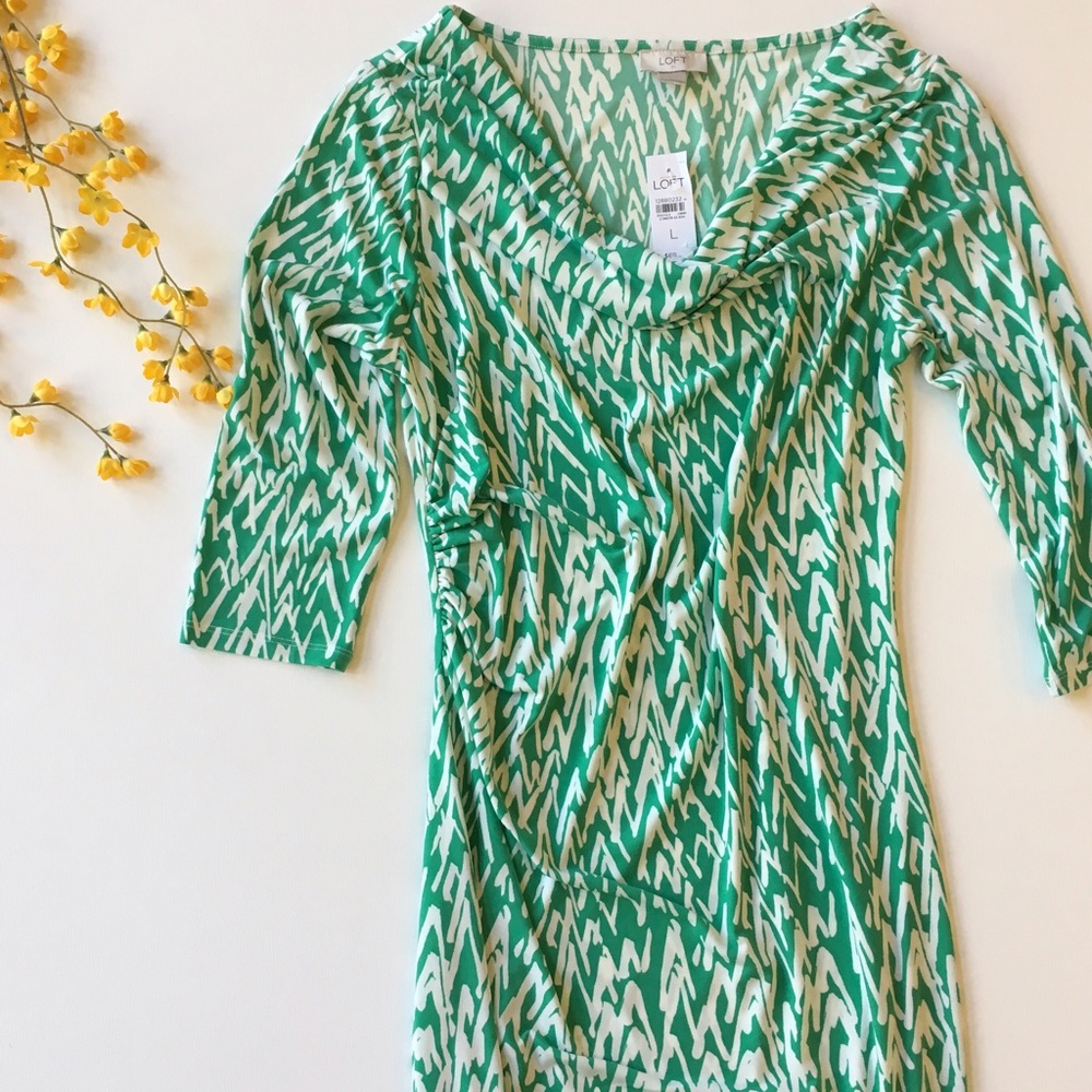 LOFT wrap style dress with 3/4 sleeves