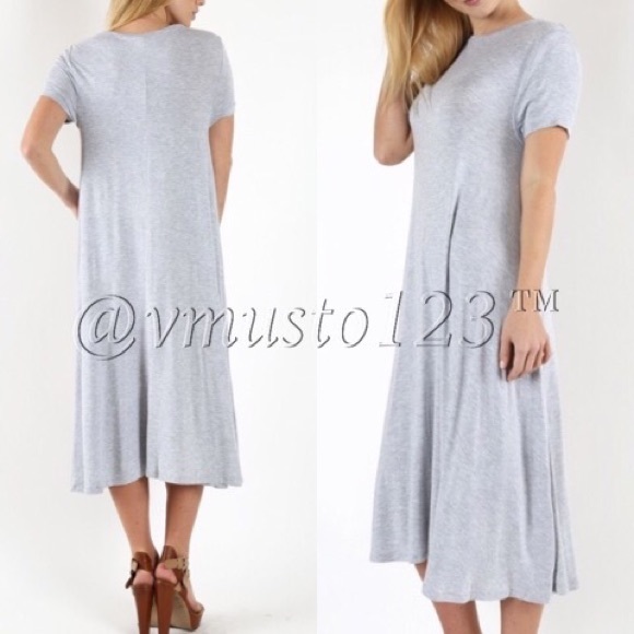 ‼️2 LEFT- CASUAL MIDI DRESS SHORT SLEEVE - Picture 2 of 2