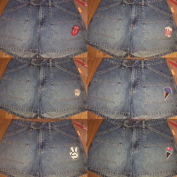 Denim High Waisted Shorts w/ Patch of Choice - Picture 1 of 5