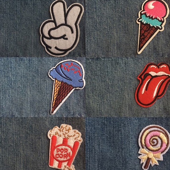 Denim High Waisted Shorts w/ Patch of Choice - Picture 2 of 5