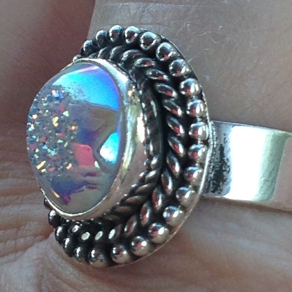 usa manufacturer Jewelry - New! GENUINE Snow Druzy (Druzy) .925 Ring size 7