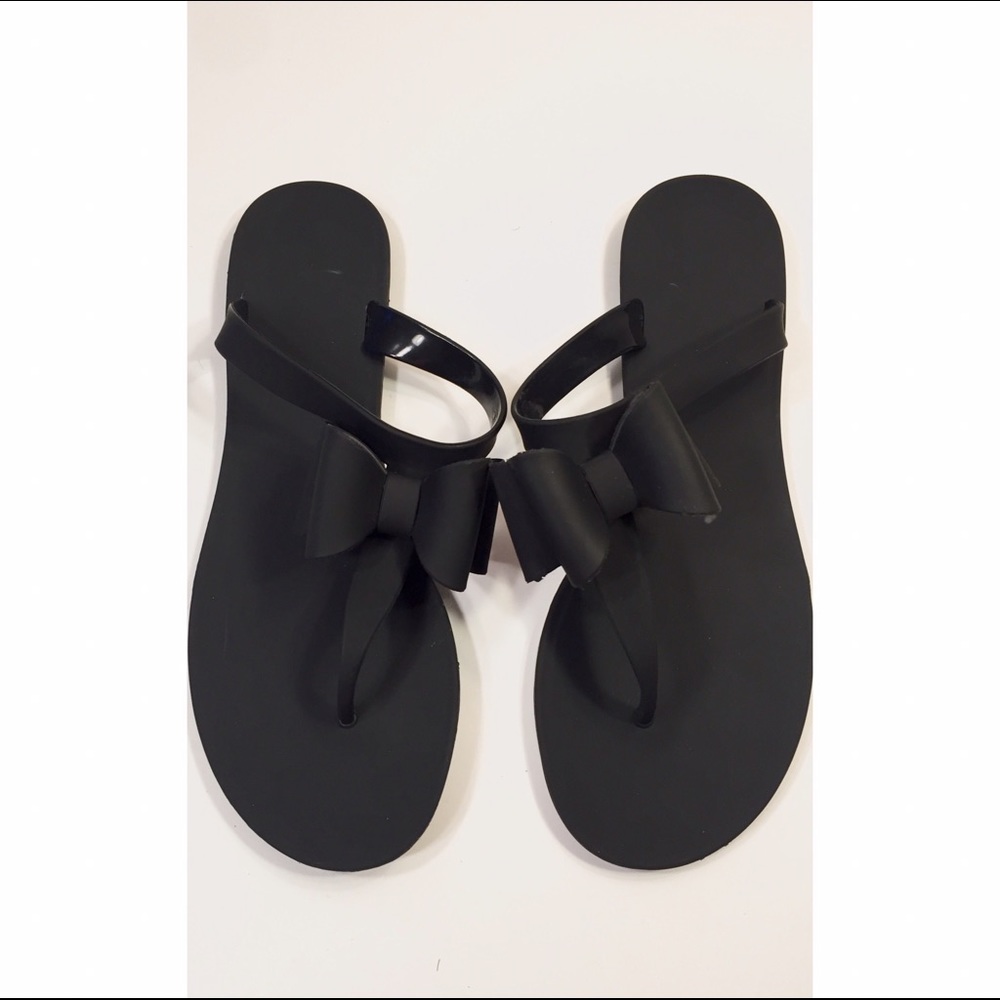 Black Rubber Bow Sandals