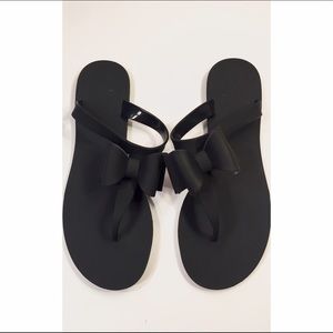 Black Rubber Bow Sandals