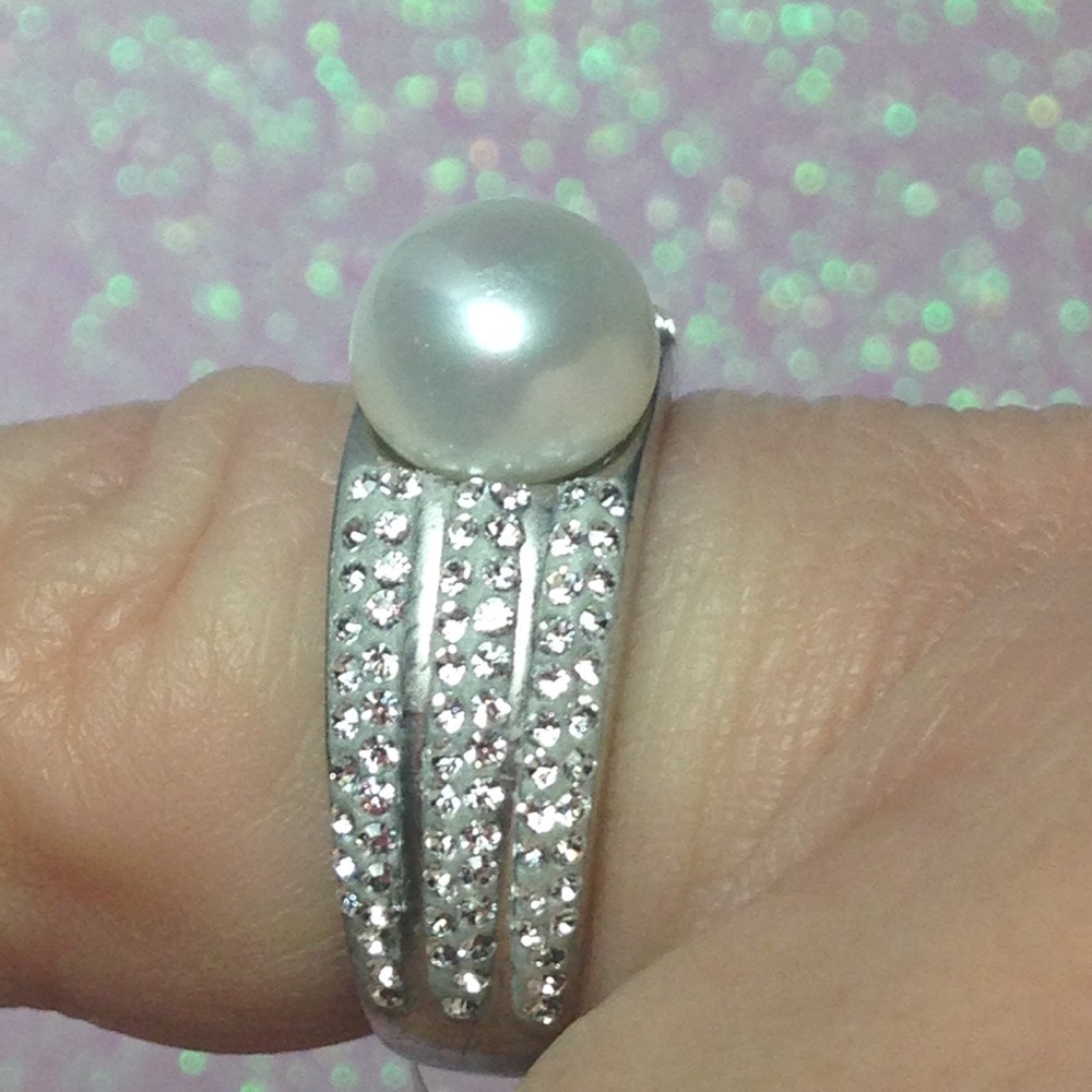 🔥SALE🔥Timeless Pearl - Crystal .925 Ring 7 - Picture 4 of 8
