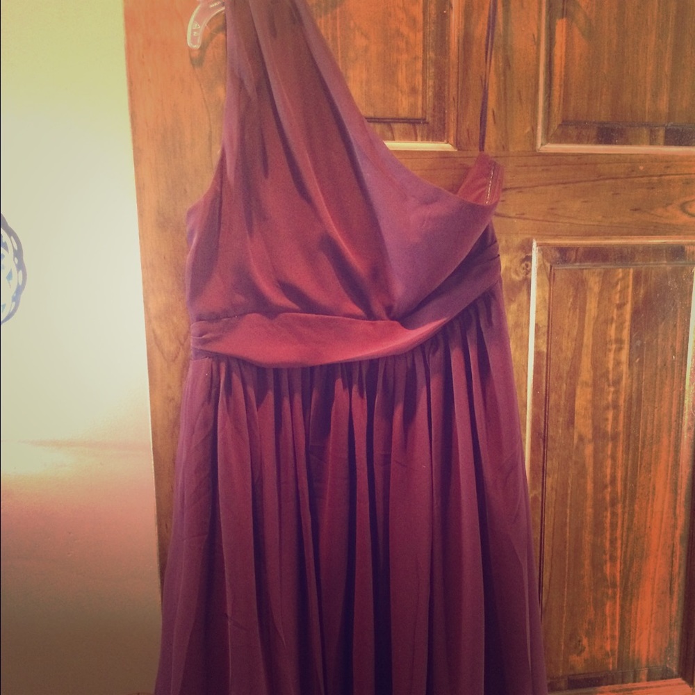 One Shoulder Burgundy dress