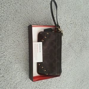 Authentic brown medium coach wristlet LIKE NEW