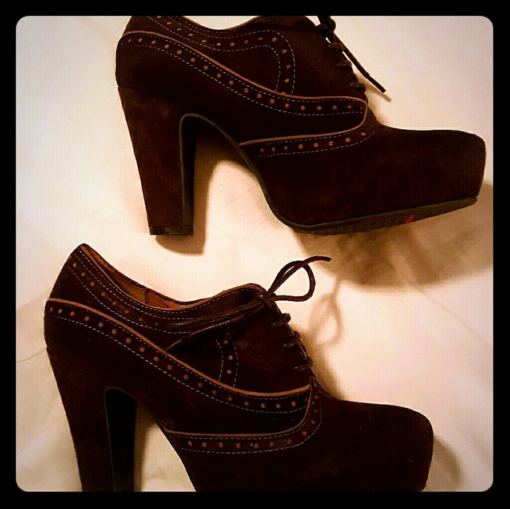Brown suede oxfords