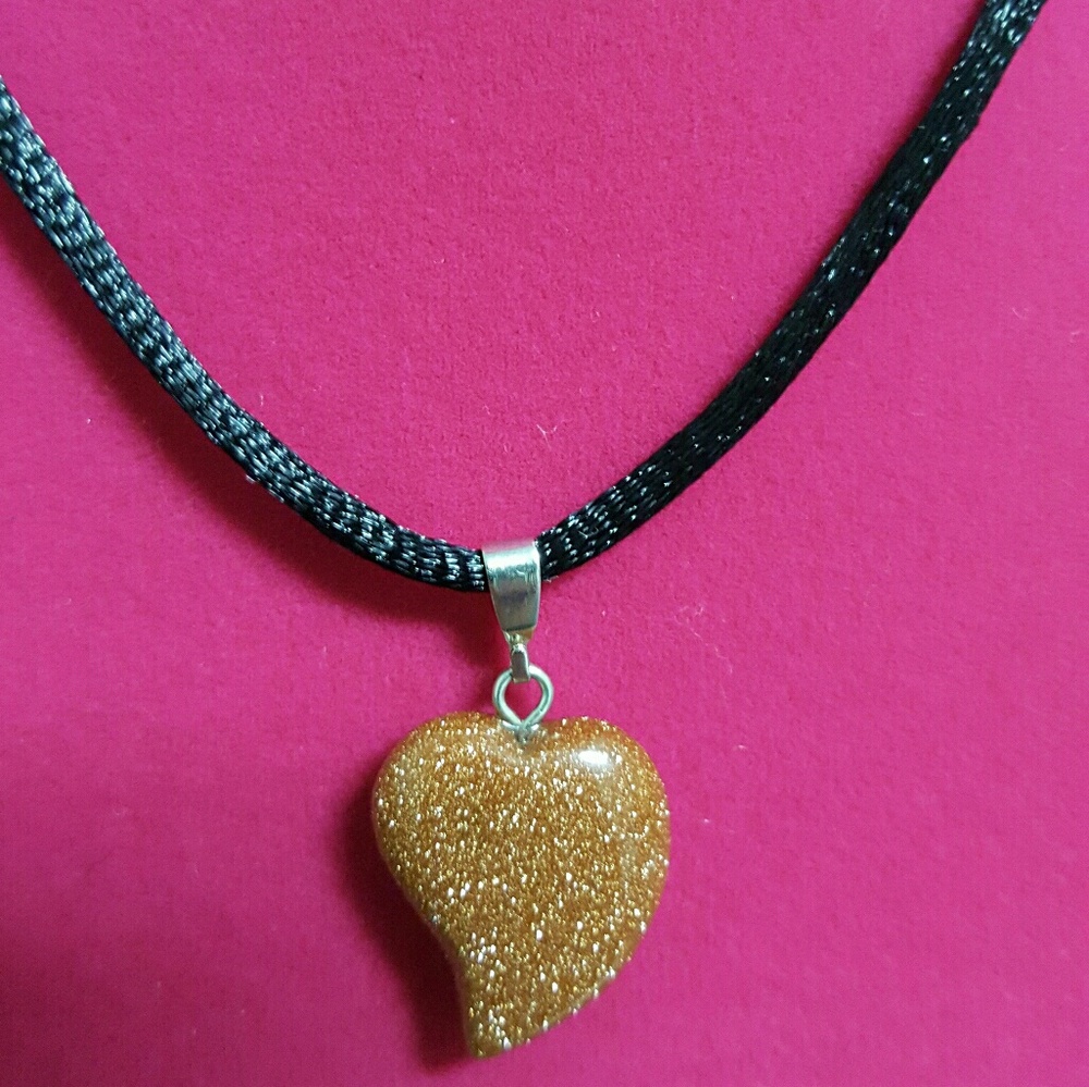 Kira's Kreations bronze glittery heart necklace
