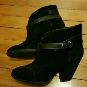 BCBG black genuine suede ankle boots/booties