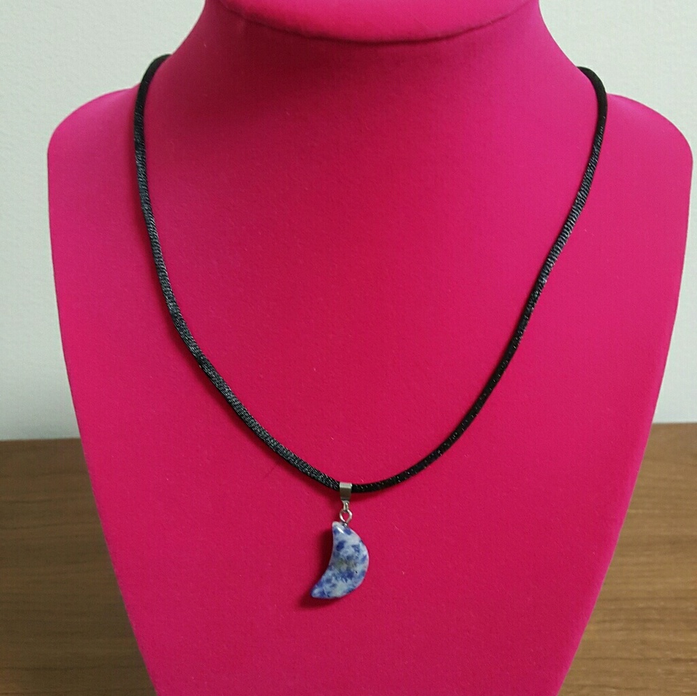 Kira's Kreations blue chakra stone moon necklace