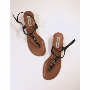 Steve Madden Chain Detail Black Sandals