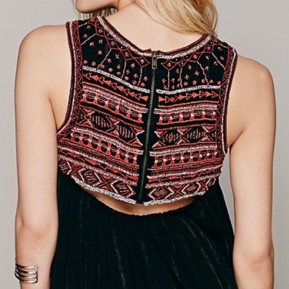 Free People Aztec embroidered & beaded dress NWOT - Picture 3 of 9