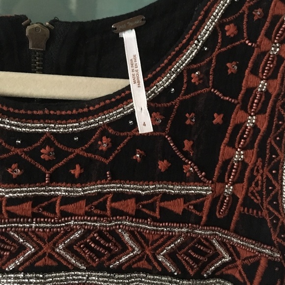 Free People Aztec embroidered & beaded dress NWOT - Picture 2 of 9