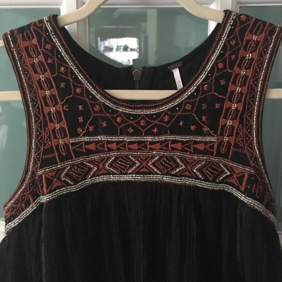 Free People Aztec embroidered & beaded dress NWOT - Picture 7 of 9