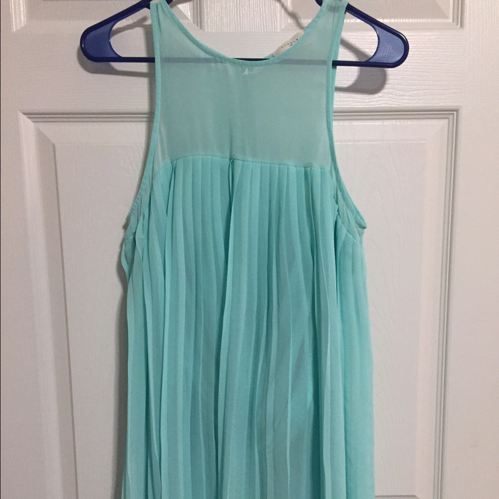 NWOT LULUS Flowy Pleated Aqua Dress