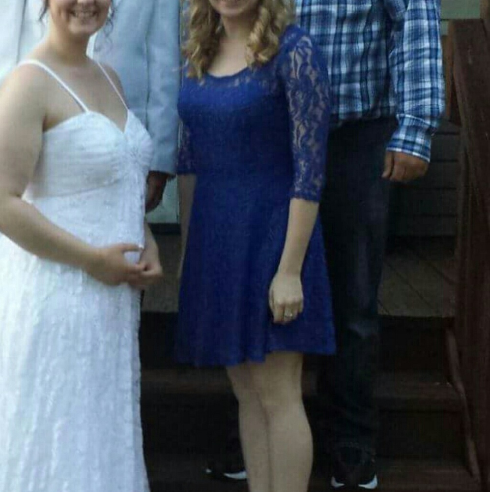 Blue lace dress !!
