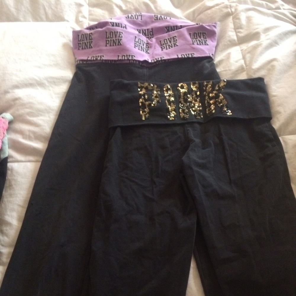 2 pairs of vs pink yoga pants