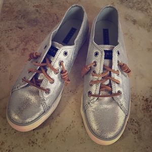 Silver Slip-on Sperry's
