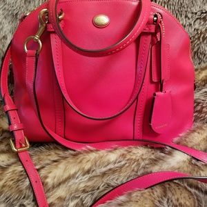 Coach Peyton Leather Cora Domed Satchel Persimmon