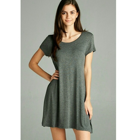 Dresses & Skirts - Boutique Charcoal Round Neck T-shirt Dress
