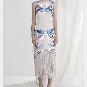 Keepsake Other Side Fringe Floral Midi Dress