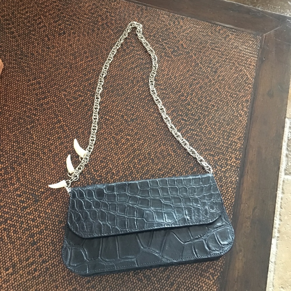 Custom-made genuine alligator shoulder bag