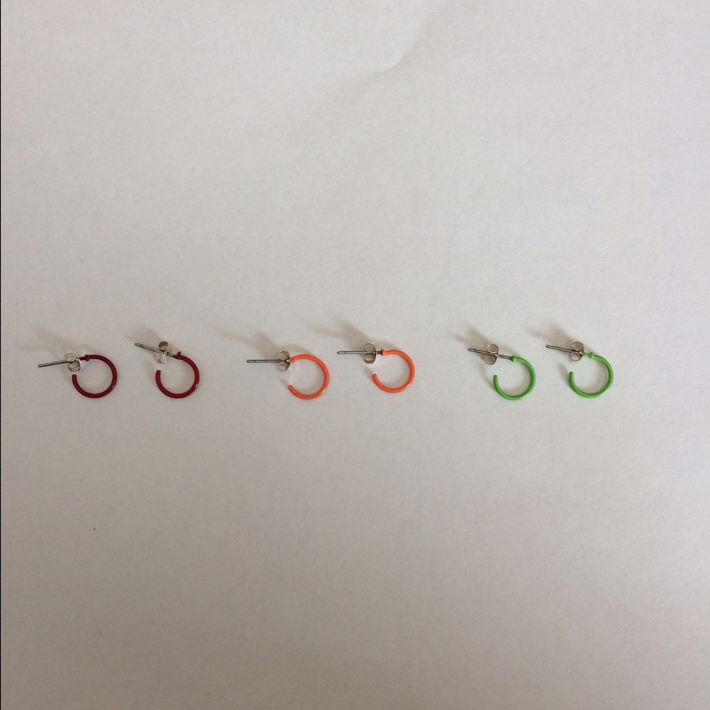 Claire's Small Hoop Earrings: Red, Orange, & Green