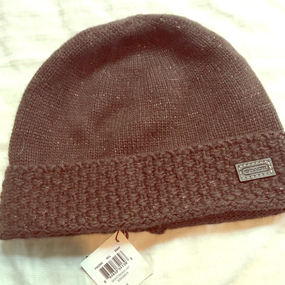 Coach Mahogany Basketweave Hat F80284