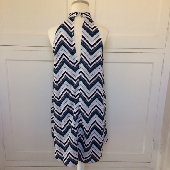 Chevron Sleeveless Choker Swing Dress New - Picture 4 of 12