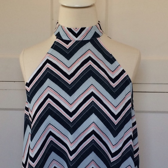 Chevron Sleeveless Choker Swing Dress New - Picture 5 of 12