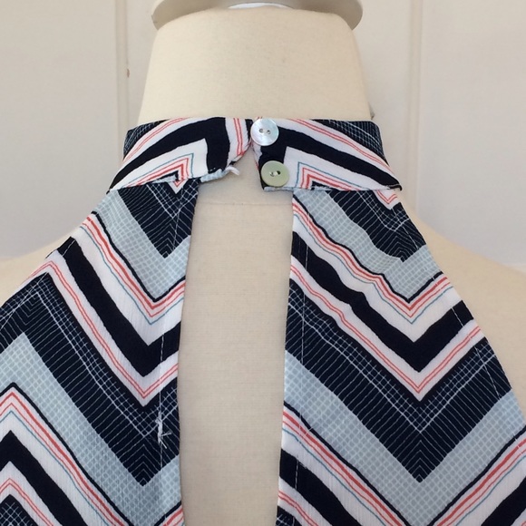 Chevron Sleeveless Choker Swing Dress New - Picture 6 of 12