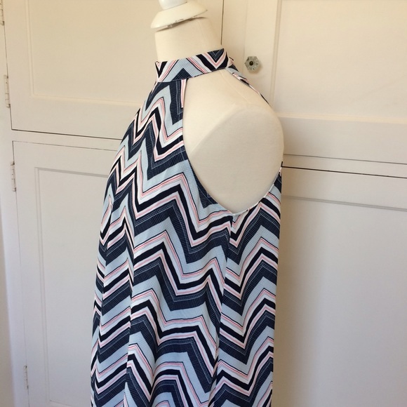 Chevron Sleeveless Choker Swing Dress New - Picture 7 of 12